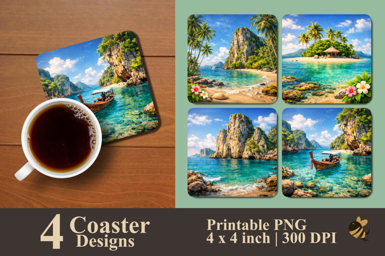 Coastal Cliff Coaster Sublimation Designs