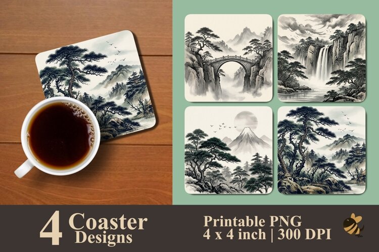 Zen Landscape Collection Coaster Sublimation Designs example image 1