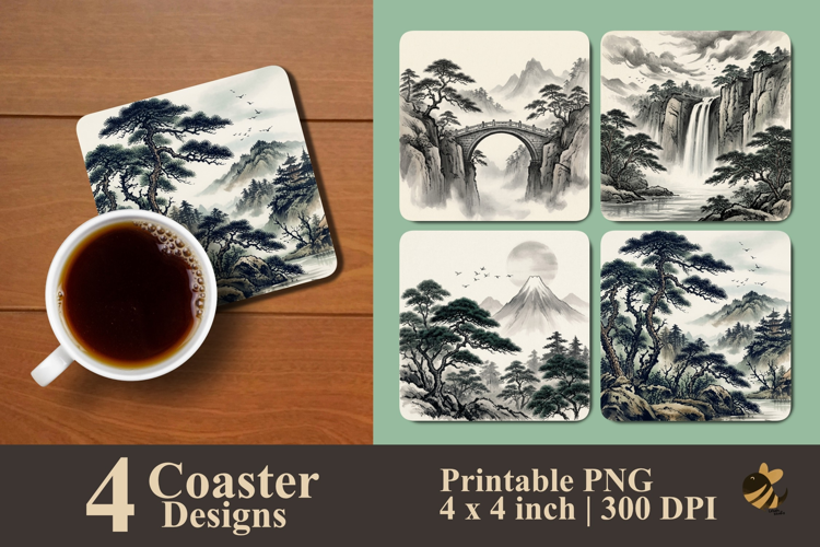 Zen Landscape Collection Coaster Sublimation Designs