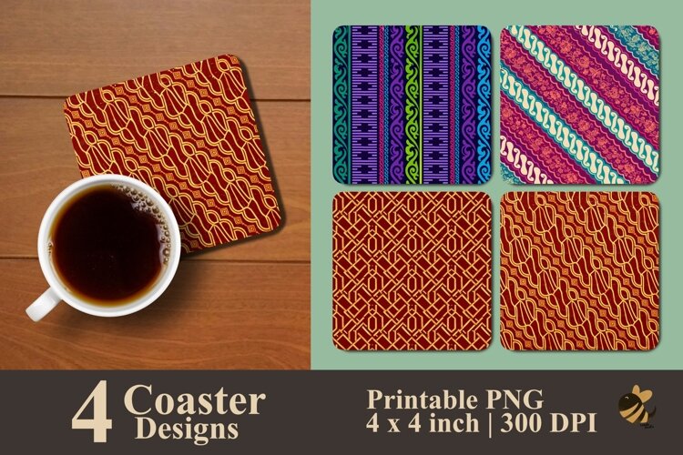 Vivid Lines Coaster Sublimation Design example image 1