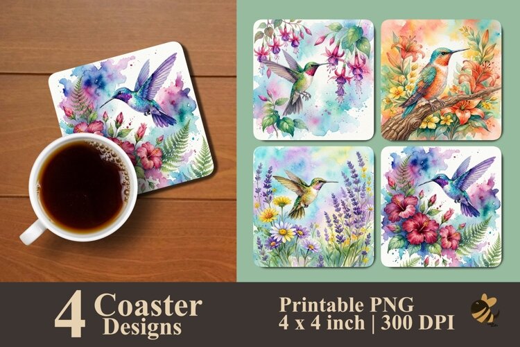 Hummingbird Harmony Collection Coaster Sublimation Designs example image 1