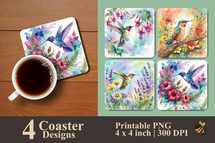 Hummingbird Harmony Collection Coaster Sublimation Designs