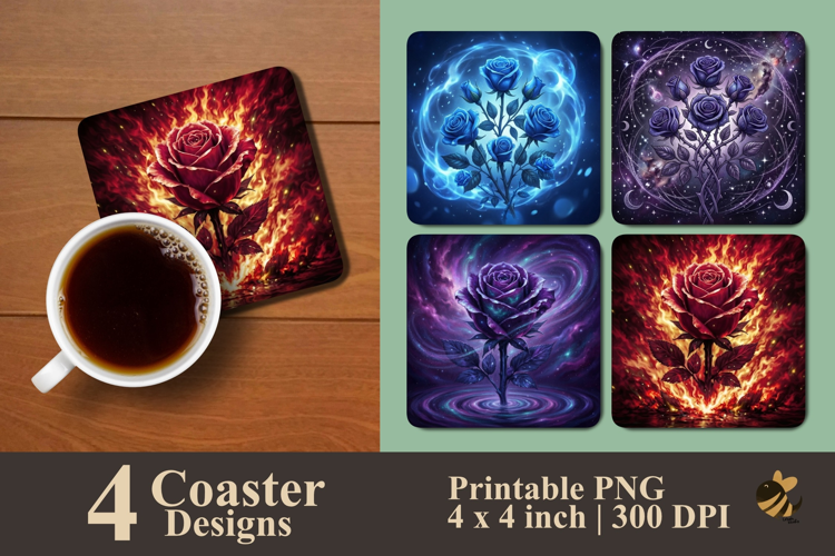 Cosmic Rose Collection Coaster Sublimation Designs