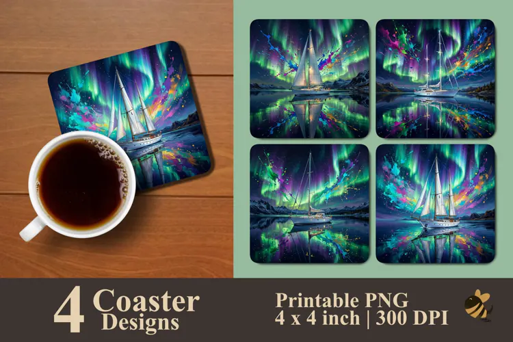 Aurora Sail Coaster Sublimation Designs