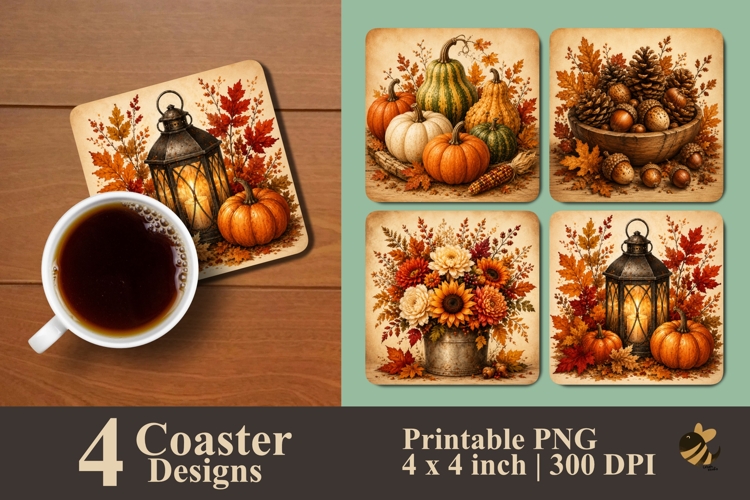 Autumn Charm Series Coaster Sublimation Designs