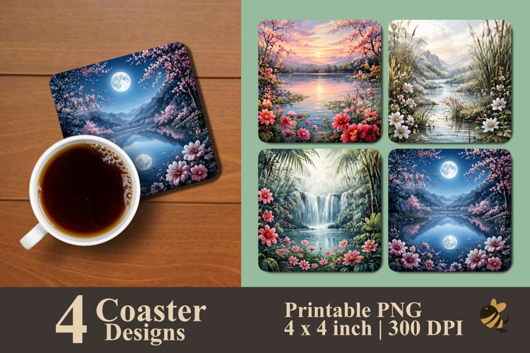 Beautiful Nature Place Coaster Sublimation Designs