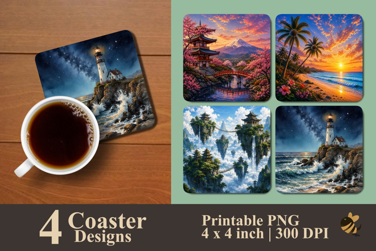 Dreamland Escape Series Coaster Sublimation Designs