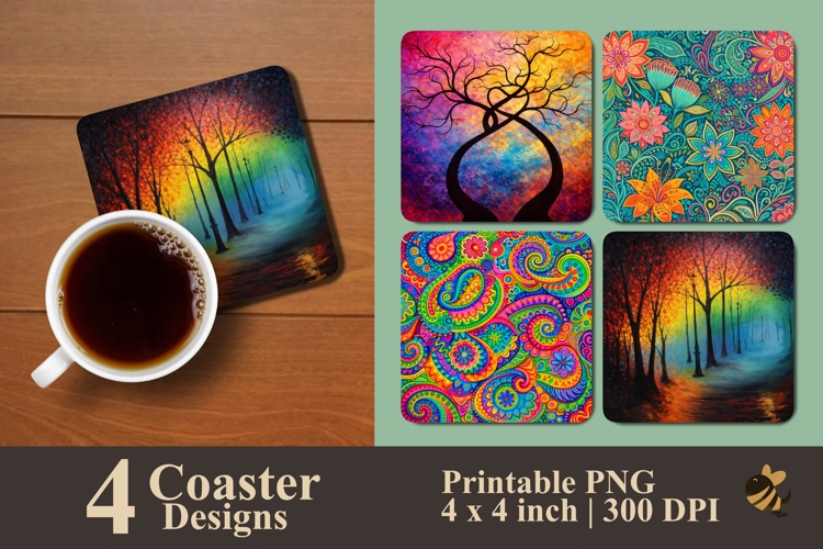 Rainbow Harmony Coaster Sublimation Design