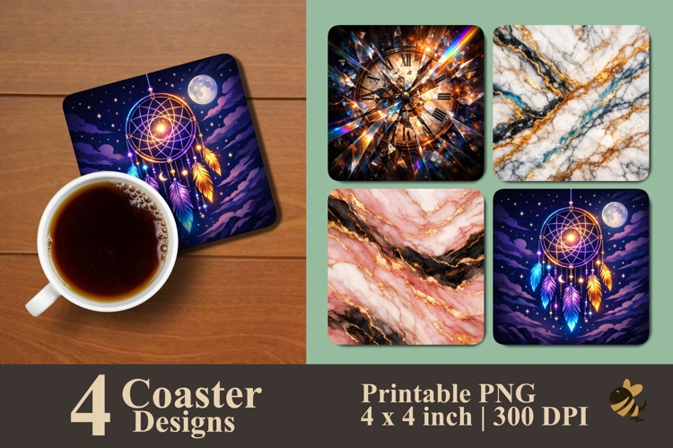 Mystic Elements Coaster Sublimation Design