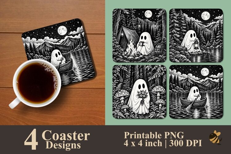 Ghostly Adventures Collection Coaster Sublimation Designs example image 1