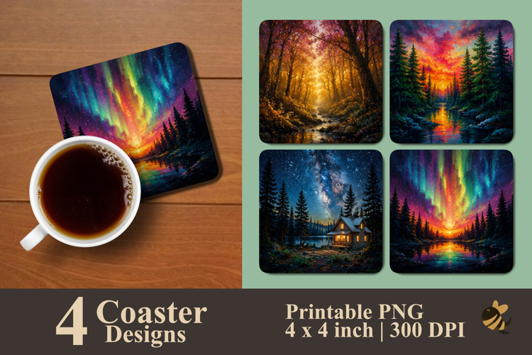 Enchanted Scenic Glow Coaster Sublimation Designs