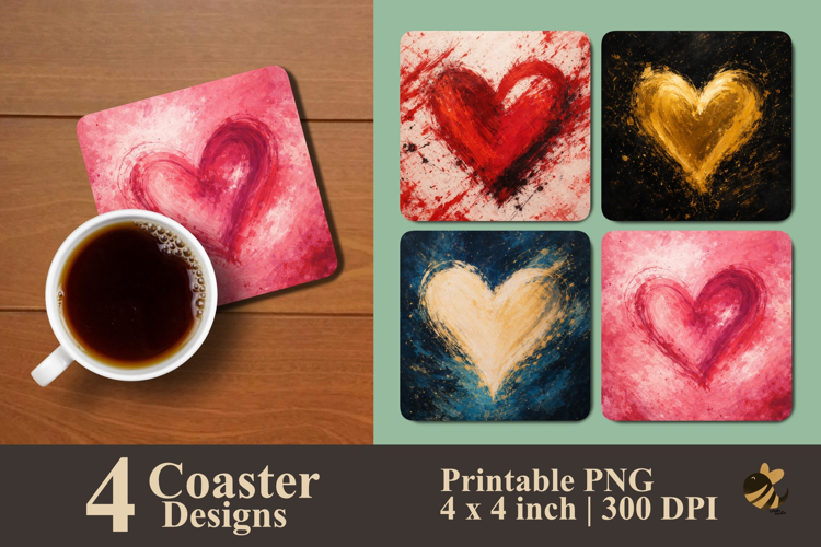 Artful Hearts Collection Coaster Sublimation Designs
