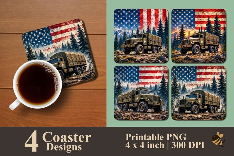 Military Vehicle Coaster Sublimation Designs example image 1