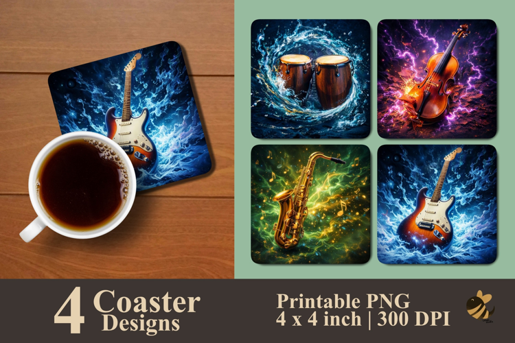 Musical Energy Collection Coaster Sublimation Designs