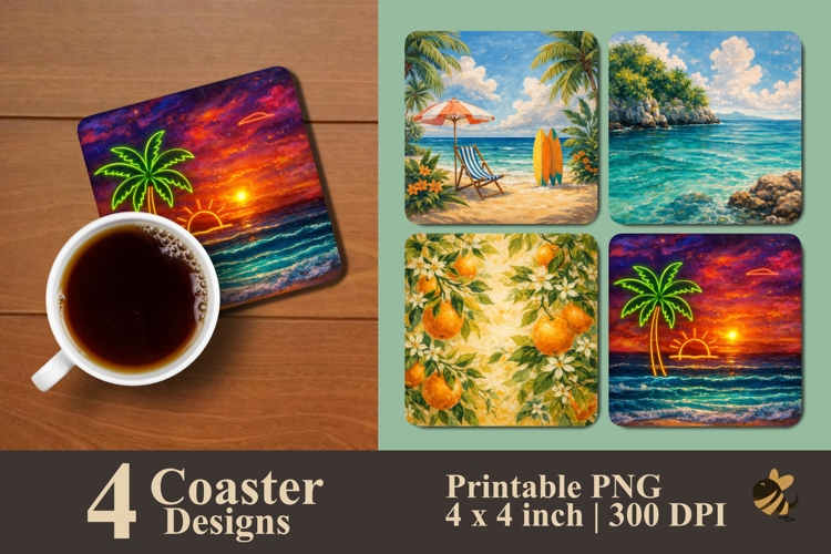 Tropical Serenity Coaster Sublimation Design