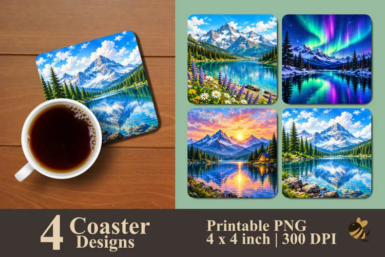 Majestic Mountain Coaster Sublimation Designs