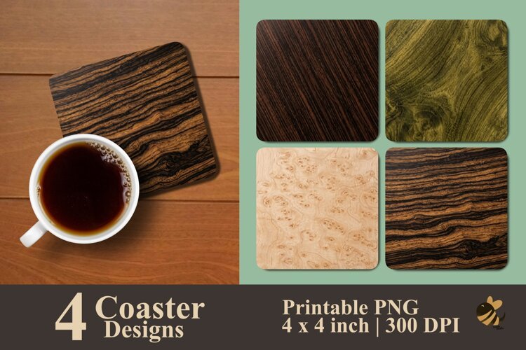 Exotic Wood Grain Coaster Sublimation Designs example image 1