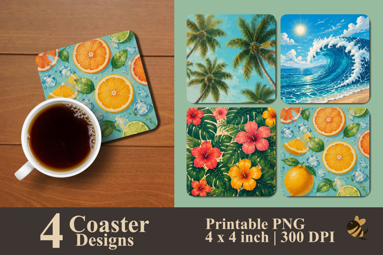 Coastal Refresh Coaster Sublimation Designs