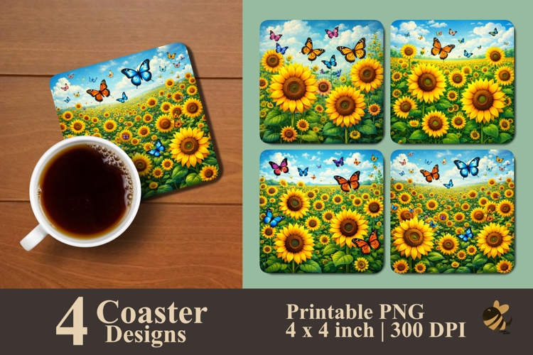 Sunflower Morning Coaster Sublimation Designs