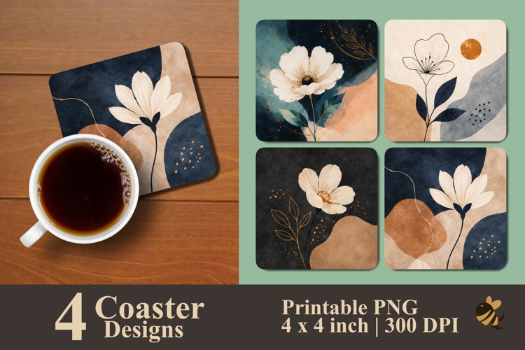 Floral Abstract Collection Coaster Sublimation Designs