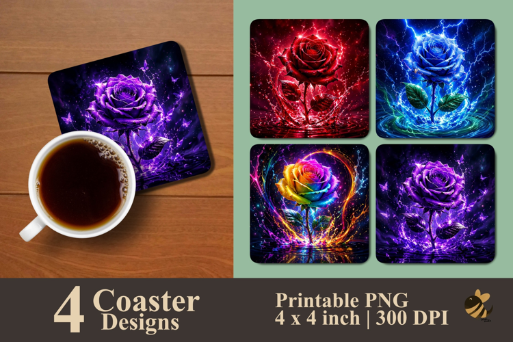 Rose Collection Coaster Sublimation Designs