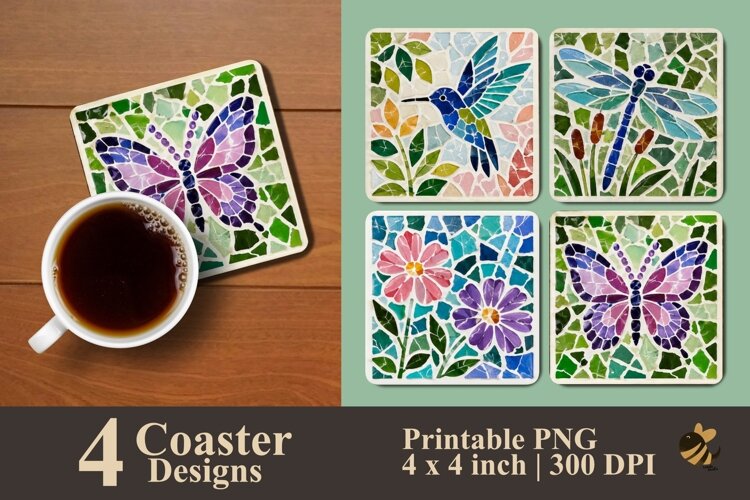 Garden Mosaic Collection Coaster Sublimation Designs example image 1