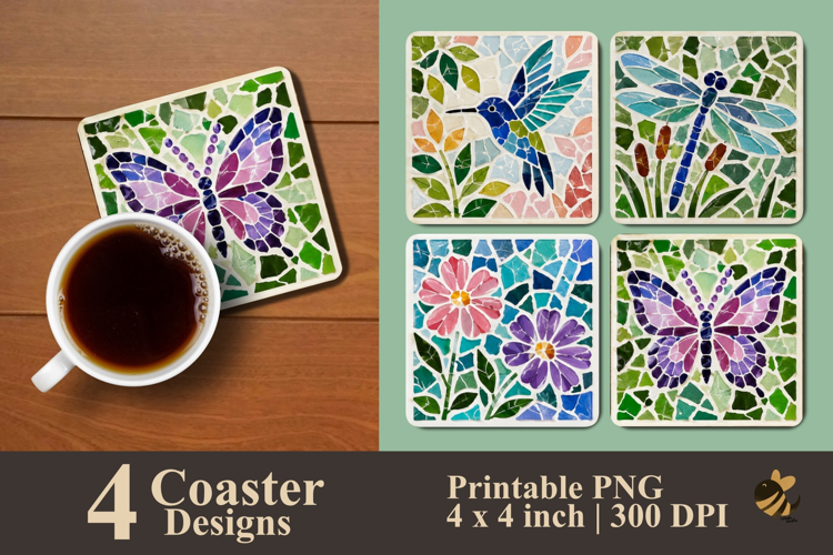 Garden Mosaic Collection Coaster Sublimation Designs