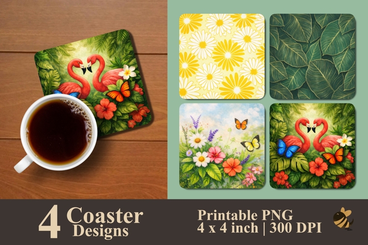 Botanical Breeze Series Coaster Sublimation Designs