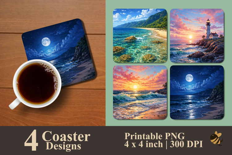 Ocean Horizon Collection Coaster Sublimation Design