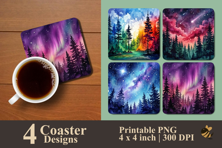 Whispers of the Northern Sky Coaster Sublimation Designs
