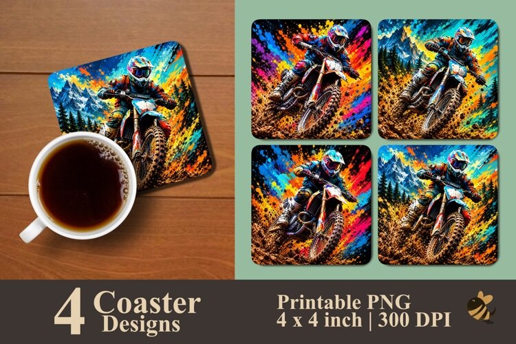 Motocross Action Coaster Sublimation Designs example image 1