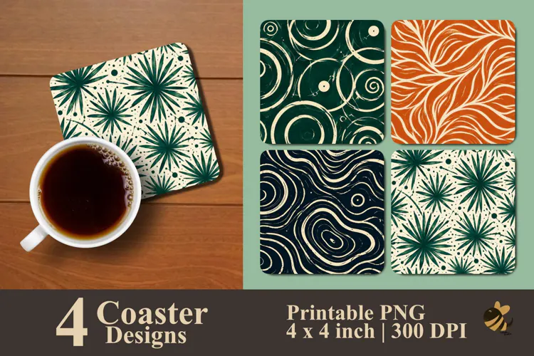 Abstract Modern Art Coaster Sublimation Designs