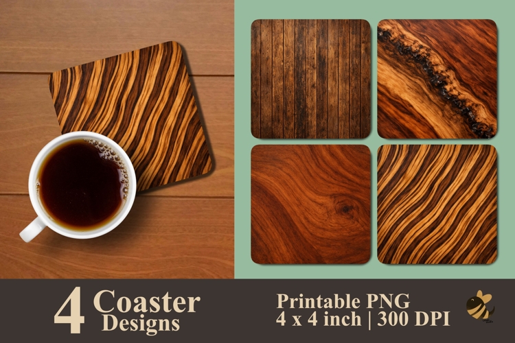 Rustic Wood Series Coaster Sublimation Designs