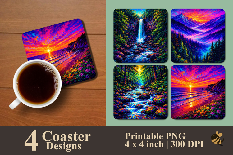 Nature Harmony Coaster Sublimation Designs