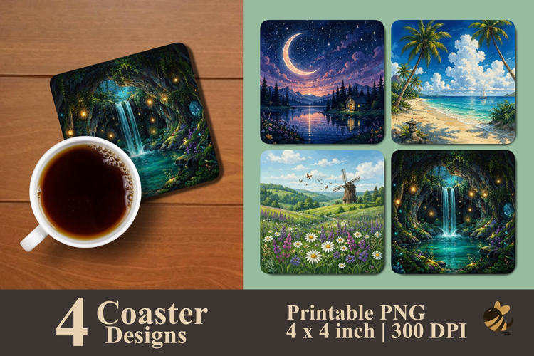 Enchanted Scenic Glow Coaster Sublimation Designs