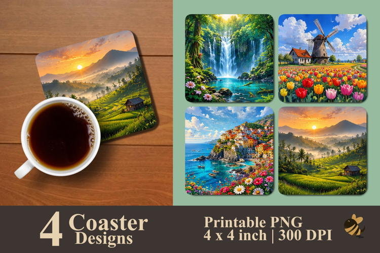 Nature Radiance Collection Coaster Sublimation Designs