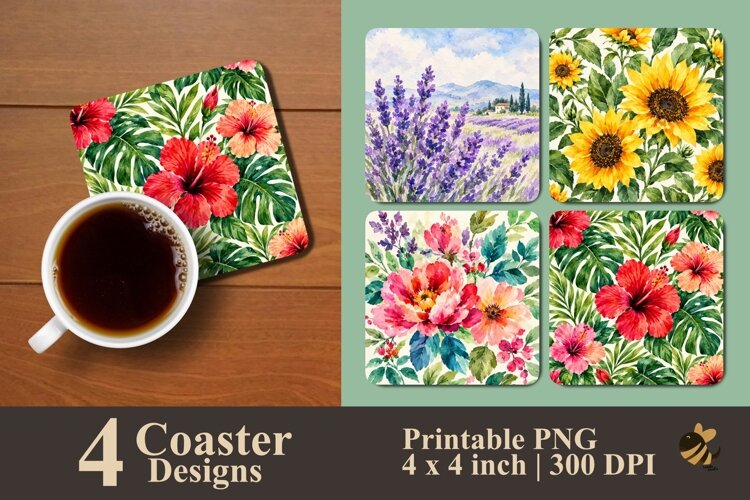 Blooming Garden Collection Coaster Sublimation Designs example image 1