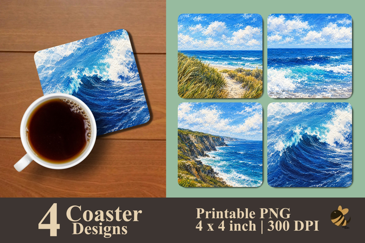 Ocean Tranquil Coaster Sublimation Designs
