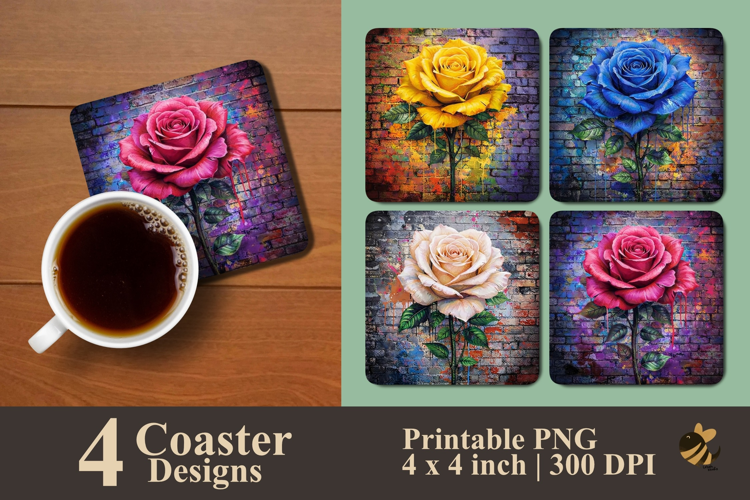 Brick Bloom Collection Coaster Sublimation Designs