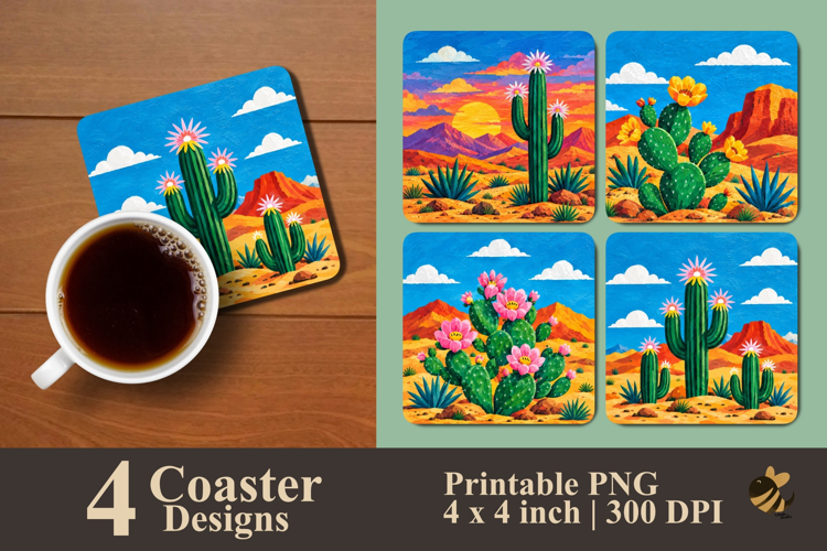 Blooming Desert Collection Coaster Sublimation Designs