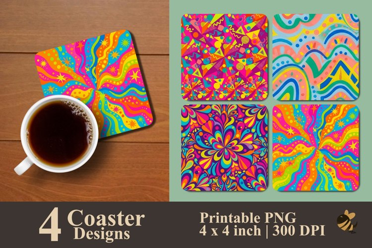 Psychedelic Vibes Collection Coaster Sublimation Designs
