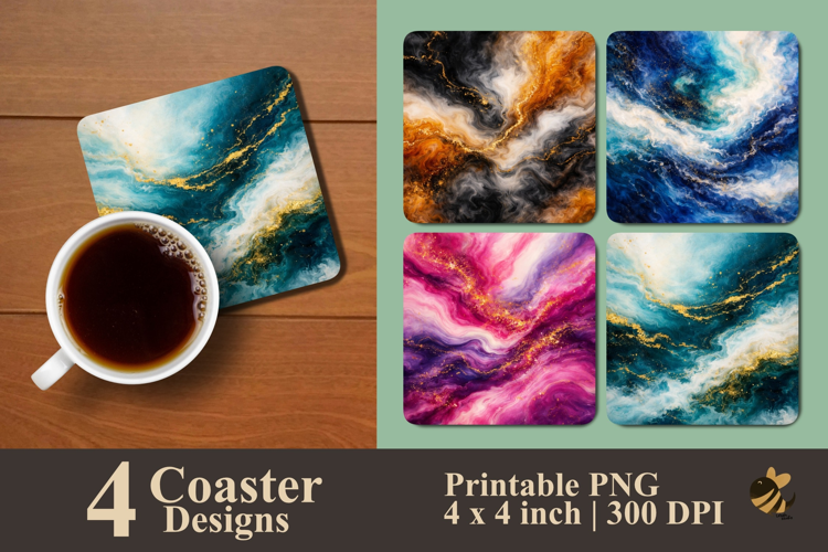 Realistic Marble Collection Coaster Sublimation Design