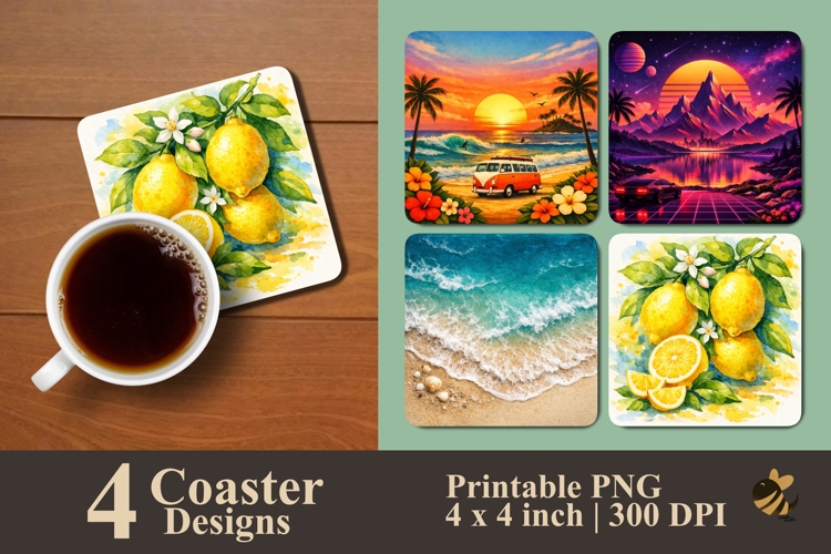 Vibrant Paradise Coaster Sublimation Design