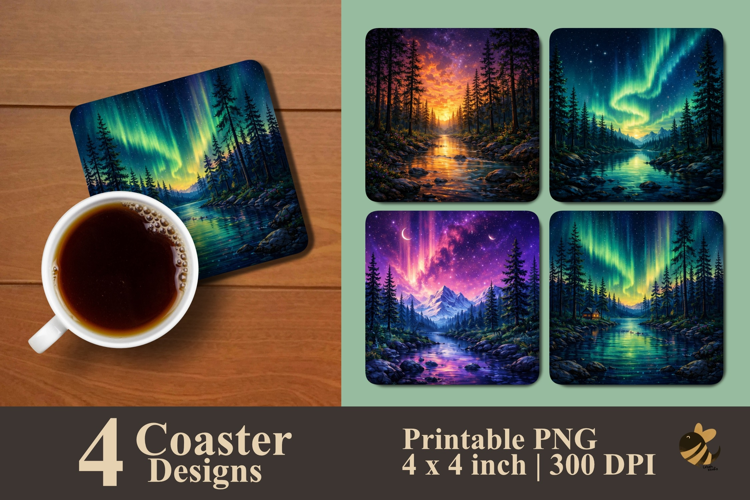 Celestial Lake Horizons Coaster Sublimation Design