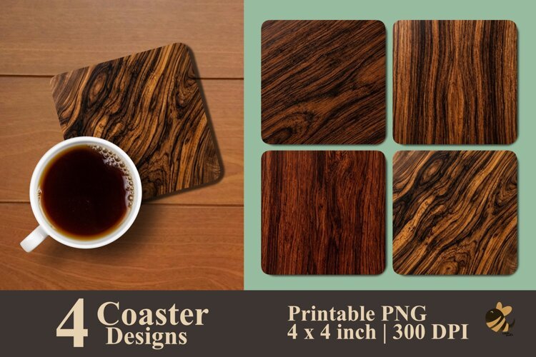 Classic Dark Wood Coaster Sublimation Designs example image 1