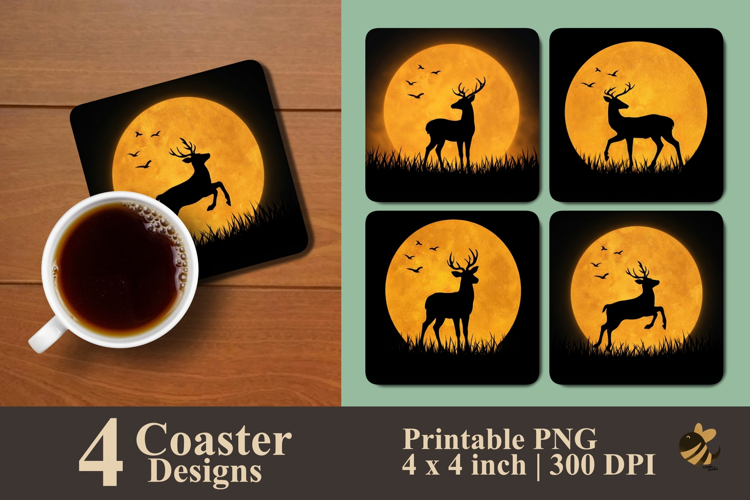 Sunset Deer Coaster Sublimation Designs