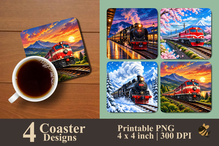 Scenic Railway Drink Coaster Sublimation Designs