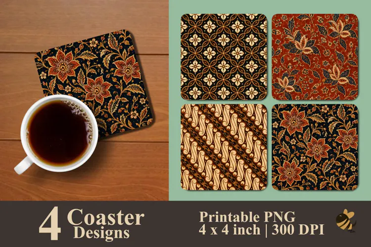 Batik Art Coaster Sublimation Design