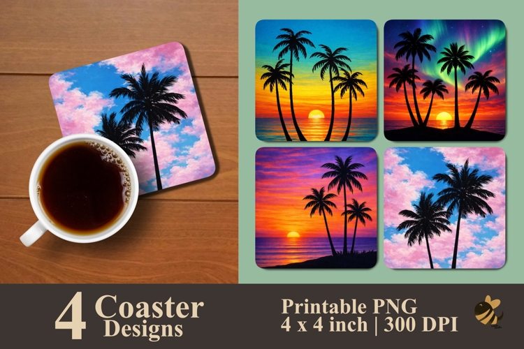 Palm Horizon Coaster Sublimation Design