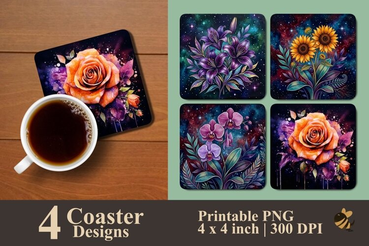 Galaxy Petal Series Coaster Sublimation Designs example image 1